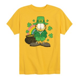 Boys' - Garfield - Rainbow Shamrocks Short Sleeve Graphic T-Shirt - 1 of 4
