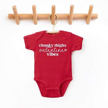 The Juniper Shop Chunky Thighs Valentine Vibes Baby Onesie