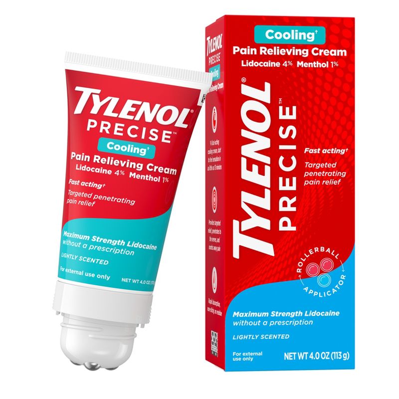 Tylenol Precise Cooling Pain Relieving Cream, Maximum Strength 4% Lidocaine and 1% Menthol - 4oz, 6 of 10