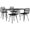 vidaXL Garden Dining Set Black Steel, polyethylene, tempered glass - 63" Table Length Black 4 Items - 3 of 4