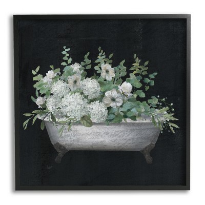 Stupell Vintage Bathtub Botanical White Flowers Framed Giclee