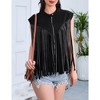 Whizmax Women's Fringe Vest 70s Denim Zip Up Jacket Hippie Sleeveless Loose Costume - 3 of 4