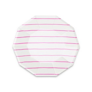 Daydream Society - Cerise Frenchie Striped Small Plates - Pack of 8 Paper Plates - 1 of 1