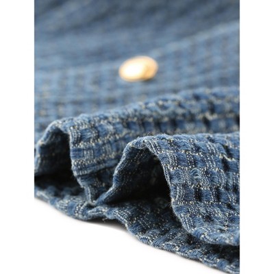 INSPIRE CHIC Women's Turndown Collar Button-Up Long Sleeves Texture Casual Jacket Small Dark Blue — фото 4