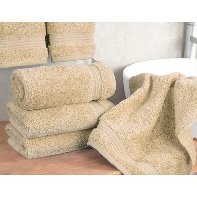 Premium Beige Turkish Cotton 4-Piece Hand Towel Set