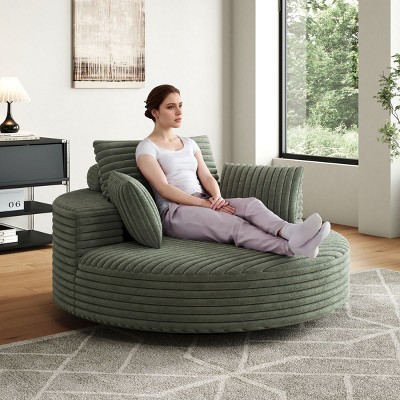 55" Fluffy Corduroy Chenille Foam Swivel Chair,Modern 360° Sleeper Lounge Seat for Living Room or Bedroom–The Pop Home