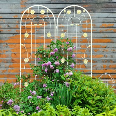 Aghana Digitals 4-Pack 71"x19.7" Rustproof Metal Garden Trellis with Bird/Leaf/Flower Design for