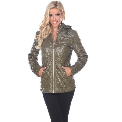 Women's Puffer Coat Green Medium White Mark Target