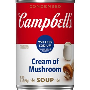 Campbell's Condensed 25% Less Sodium Cream of Mushroom Soup - 10.5oz - 1 of 4