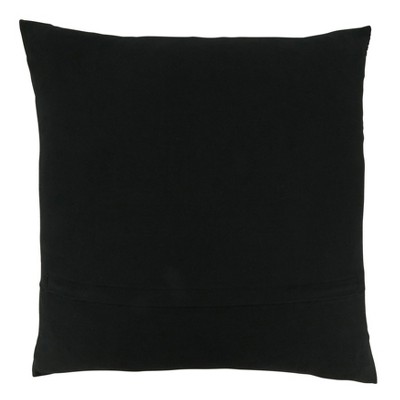 Black and Beige Embroidered Mudcloth Square Throw Pillow