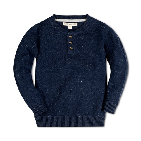 Hope & Henry Boys' Long Sleeve Henley Pullover Sweater, Navy Fleck, X-small  : Target