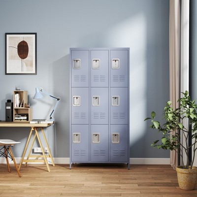 TIRAMISUBEST 9-Door Metal Locker Cabinet 72"H - Gray Storage Lockers with Keys for Gym, Office, School & Home, Industrial Style