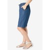 Roaman's Women's Plus Size Embroidered Chambray Bermuda Shorts - 4 of 4