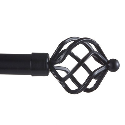 Matte Black Adjustable Iron Curtain Rod with Twisted Finials
