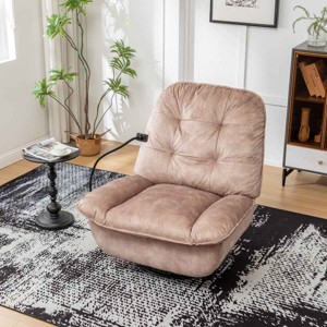 Gold-Stamped Design Swivel Chair, Glider Rocker with Phone Holder, Push-Back Chair with Velvet Cover and Cotton Padding-Coolbibila - 1 of 4