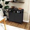 FONTOI Sideboard Buffet Cabinet with Open Shelf&2 Doors, Storage Organizer with Louver Design for Living Room, Kitchen, Black, 14"*31.9"*31.7" - 4 of 4