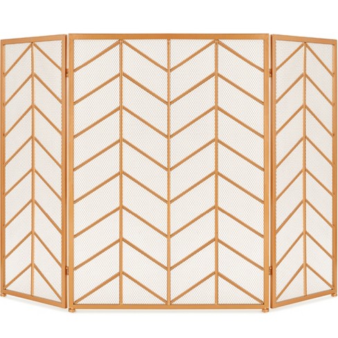 Best Choice Products 52x31in 3-panel Iron Chevron Fireplace Screen