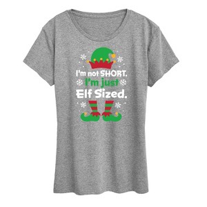 Women's - Instant Message - I'm Not Short Just Elf Sized Funny Christmas Short Sleeve Graphic T-Shirt - 1 of 4