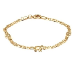 RMZ GOLD NYC 18K Gold Filled Mariner link elephant Bracelet 8'' Women's Teens - 1 of 1