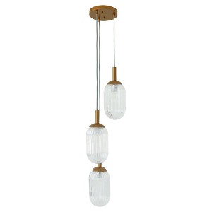 Bronze & Clear Glass Pendant Lamp – American Country-Retro Ceiling Light for Living Room, Bedroom or Reading Nook, 110–120V - 1 of 4