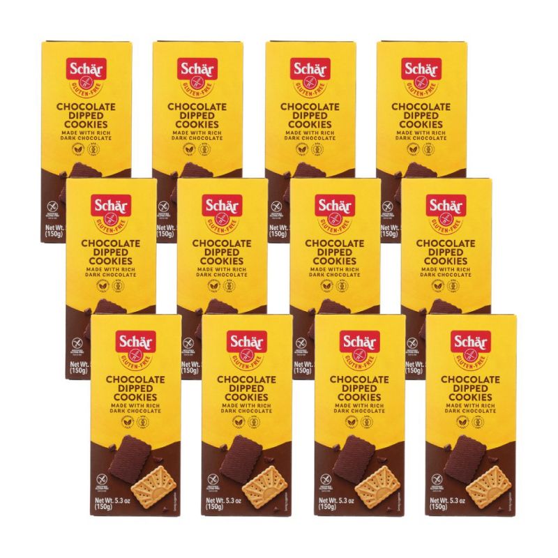 Schar Gluten-Free Chocolate Dipped Cookies - Case of 12/5.3 oz, 1 of 8