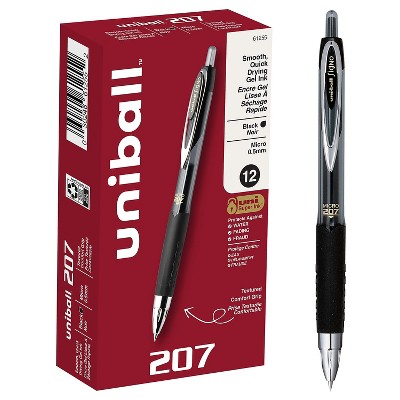 uni-ball Signo 207 Retractable Gel Pen Black Ink 0.5mm Dozen 61255