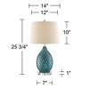 360 Lighting Kate Modern Coastal Table Lamp with Round Riser 25 3/4" High Blue Ceramic Oatmeal Fabric Drum Shade for Bedroom Living Room Bedside Kids - 4 of 4