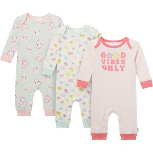 Onesies Brand Baby Girls' 3-Pack Lap Shoulder Footless Pajamas - 1 of 4