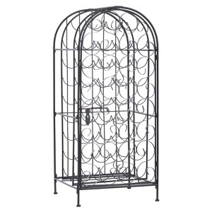 Aghana Digitals 45-Bottle Lockable Iron Wine Rack with Ornate Design - Black Black 17.30×14.00×38.50 in - 1 of 4