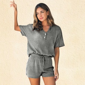 Women's Cozy Ribbed Knit Loungewear Set - Cupshe - 1 of 4