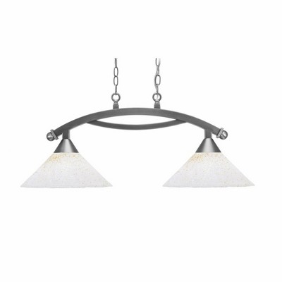 Toltec Lighting Bow 2 - Light Island Pendant Light in  Brushed Nickel with 12" Gold Ice Shade
