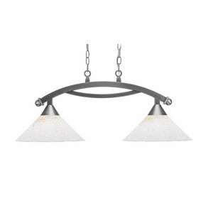 Toltec Lighting Bow 2 - Light Island Pendant Light in  Brushed Nickel with 12" Gold Ice Shade - 1 of 1