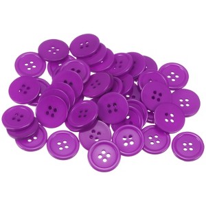 Unique Bargains Resin Craft Snap Round Flat 4-Hole Sewing Buttons 50 Pcs - 1 of 4