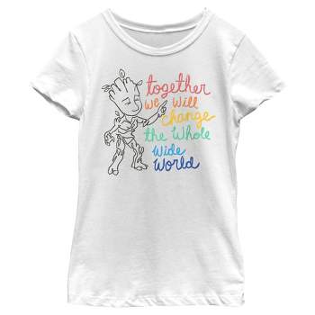 Girl's Guardians of the Galaxy Groot Together We Will Change the World T-Shirt