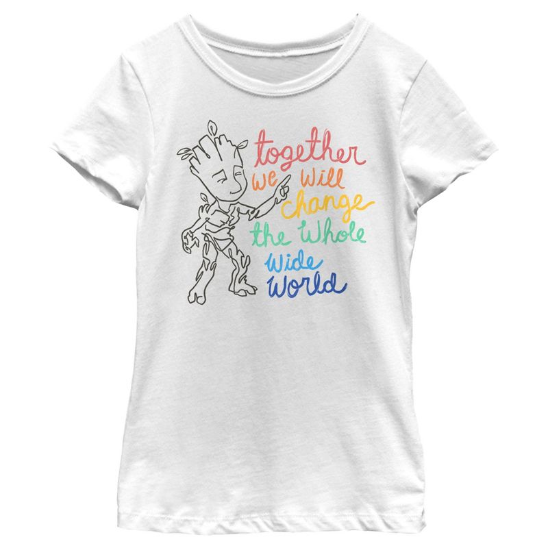 Girl's Guardians of the Galaxy Groot Together We Will Change the World T-Shirt, 1 of 5