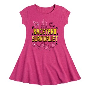 Girls' - Instant Message - Backyard Survivalist Fit & Flair Cap Sleeve Graphic Dress - 1 of 4