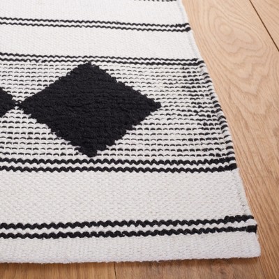 Handwoven Black Cotton 6' Square Flat Woven Rug