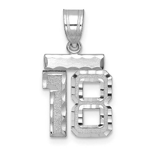 Black Bow Jewelry 14k White Gold, Varsity Collection, Small D/C Pendant, Number 18 - 1 of 3