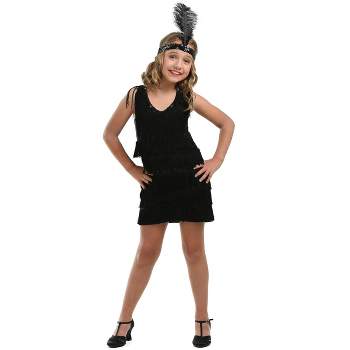HalloweenCostumes.com Girls Black Fringe Flapper Costume