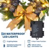 COZONY 24 Inch Pre-Lit Christmas Wreath with Bows, Gold Leaves & Ball Ornaments, Blue Artificial Flowers for Front Door Window Wall Decor - 4 of 4