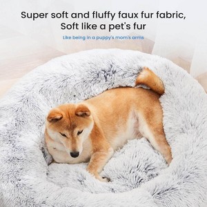 MyDepot Round Pet Bed Donut Pet Bed Non-slip Round Fluffy Plush Faux Fur, Anti-anxiety, Comfortable Sleep - 1 of 4