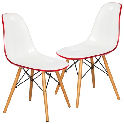 LeisureMod Cresco (Set of 2) Mid-Century Modern Acrylic Dining Chairs with Wooden Dowel Eiffel Legs – Kitchen & Dining Room Chairs