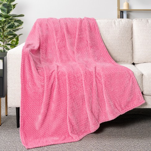 Pavilia Lightweight Fleece Throw Blanket For Couch Soft Warm Flannel Blankets For Bed Hot Pink throw 50x60 Target