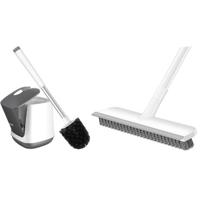 SetSail Toilet Brush and Holder & Floor Scrub Brush with 48-Inch Long Adjustable Handle
