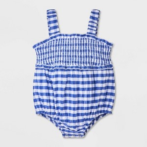Baby Girls' Gingham Romper - Cat & Jack™ Blue - 1 of 4