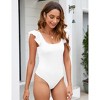 Womens Cap Sleeve BodySuits Square Neck Bodycon Basic Bodysuit Tank Tops,White - 2XL - 4 of 4