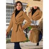 Allegra K Women's Elegant Notched Collar Single Belted Winter Long Coat - 2 of 4