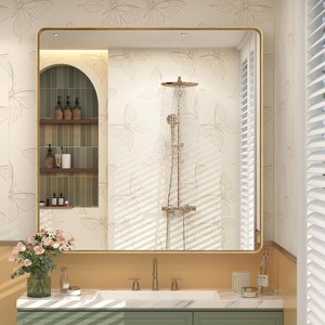 KIOTEE Rectangular Aluminum Alloy Framed and Tempered Glass Wall Bathroom Vanity Mirror in Matte Black - 1 of 4