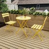 SEVOBAL 3-Piece Set Folding Bistro Table and Chairs Weather Resistant Conversation for Bistro Balcony Porch Yard Garden Indoor, Yellow, 38.3"*24"*6.7" - 4 of 4