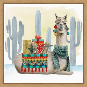 Amanti Art Boho Christmas II (Llama Cactus) by Grace Popp Canvas Wall Art Print Framed 16 x 16-in. - 1 of 4